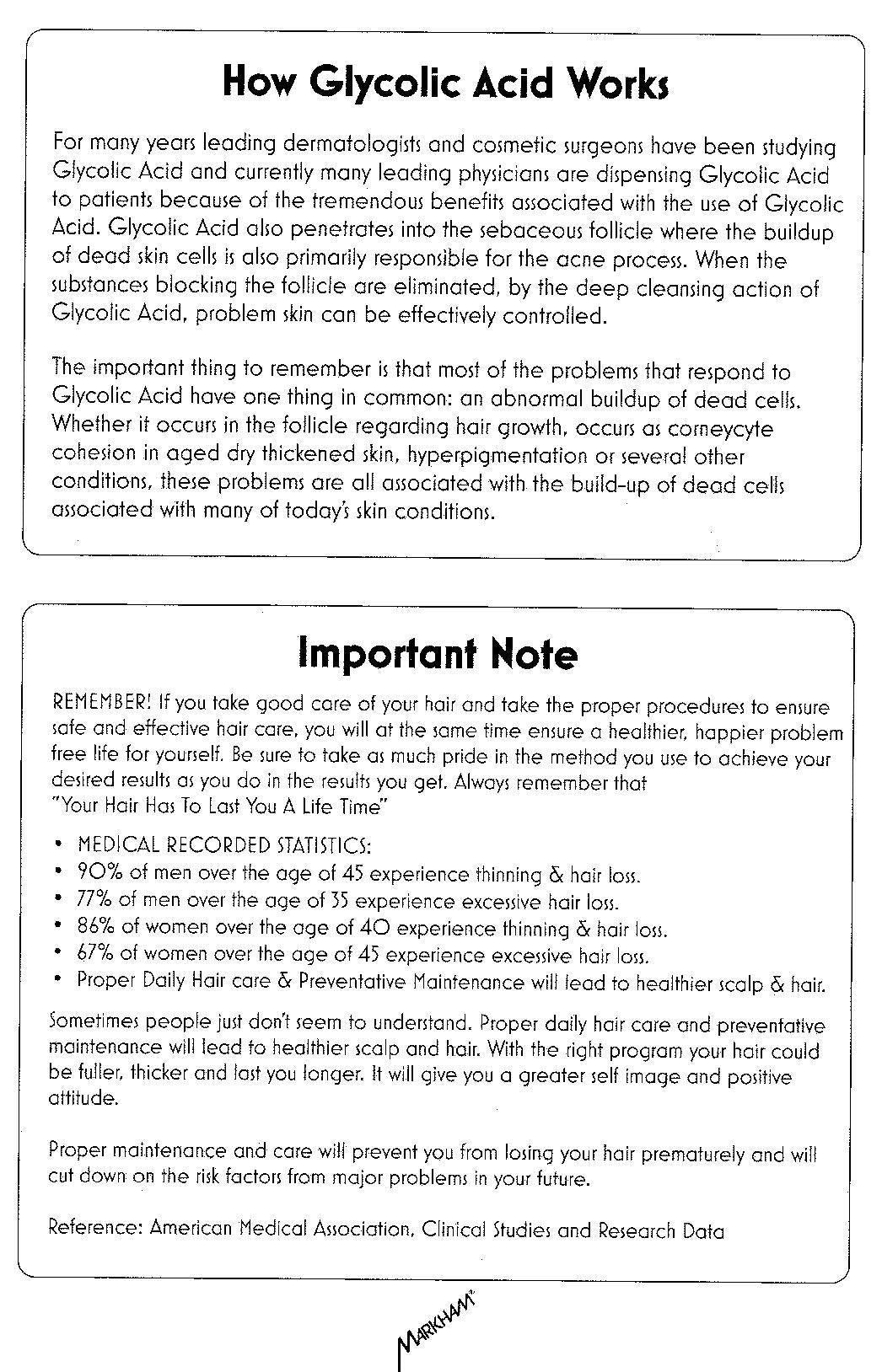 Markham Biotin Plus Hair pamphlet