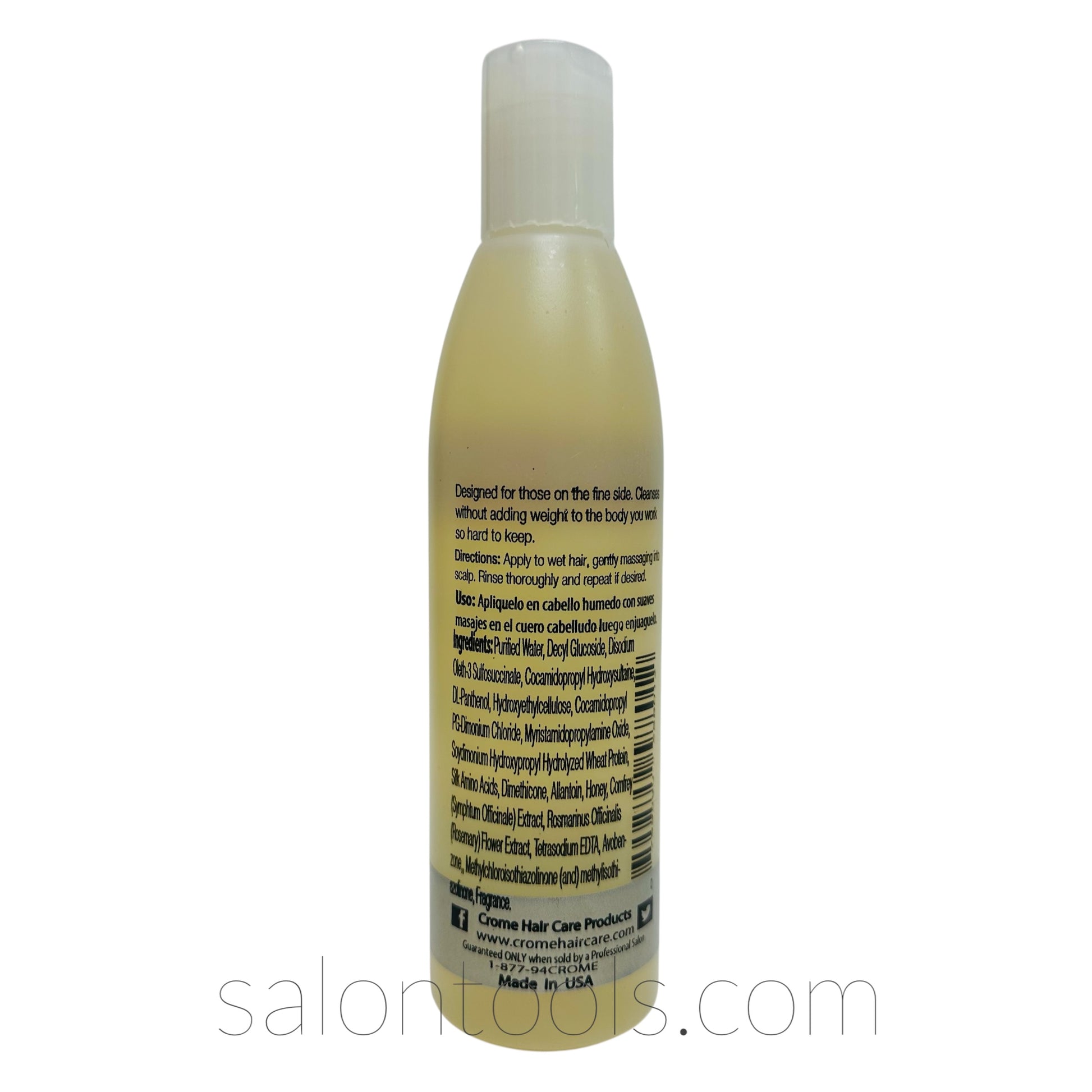 Crome Body Shot Sulfate Free Hydrating Shampoo 8oz back