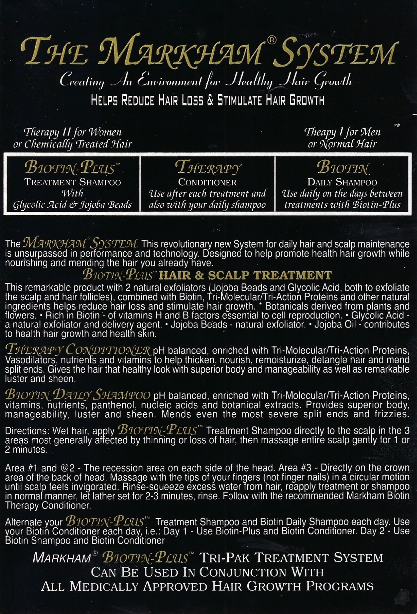 Markham Biotin Plus Hair Scalp Treatment Tri-Pak Men Women